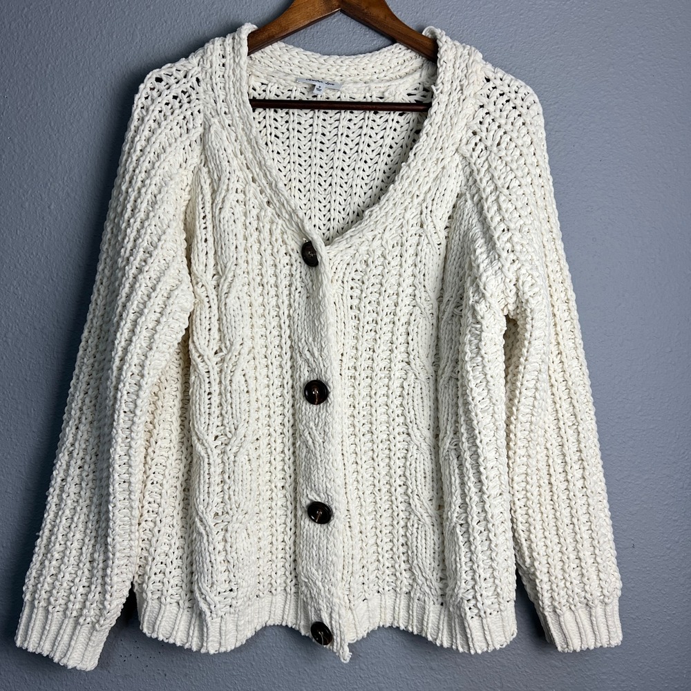 Another‎ Love Robin Chunky Knit Cardigan Oversized Button Front Sweater Cream S